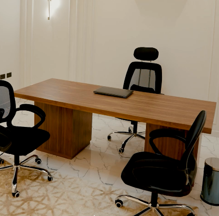 Modern wooden desk with elegant design for stylish home office workspace